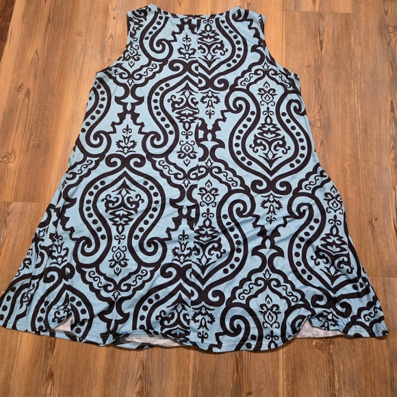 Elegant Blue Patterned Midi Dress - Picture 2 of 4